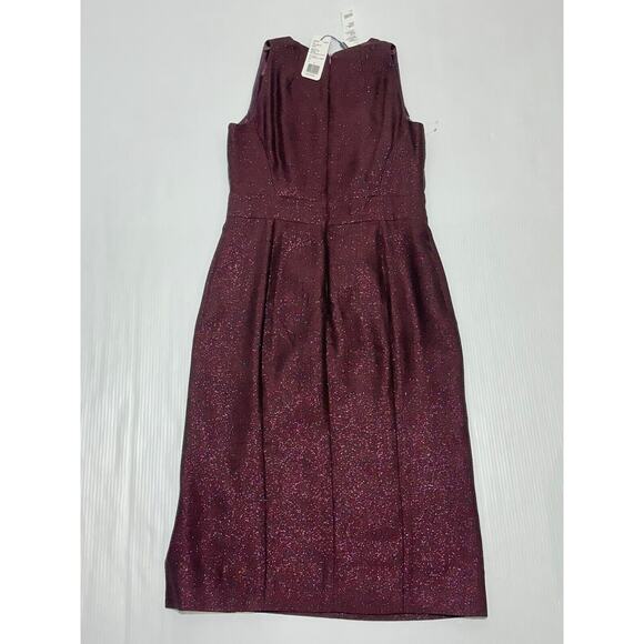 Akris Sheath Dress Women's 8 Marsala Shimmering Wool V-Neck Side Slit NWT $2490 - Picture 4 of 9